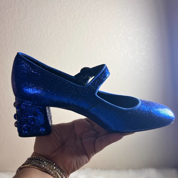 Geox Royal Blue Metallic Seyla Leather Pump Size 36 NWOB - Picture 3 of 13